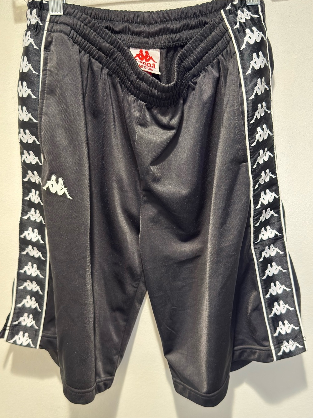 Kappa Black White Logo Stripe Short Size M